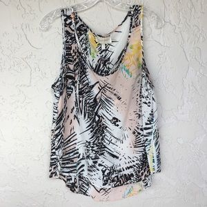 YUMI KIM Silk Palm Print Sleeveless Blouse Size L